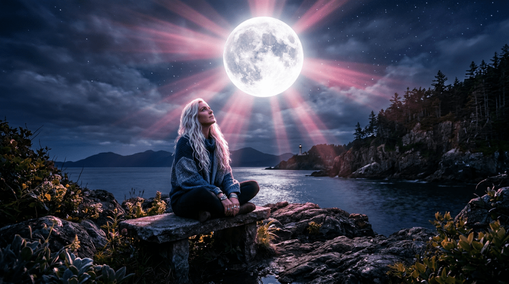 Ative Seu Útero: A Conexão com a Luz da Lua com Raios Rosa Celestial e Platina